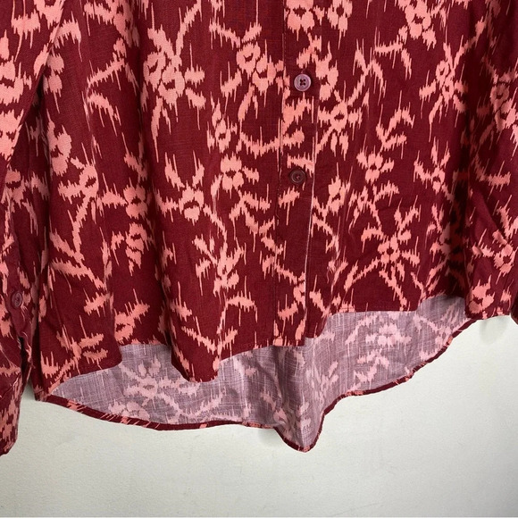 ✨NWT Target Knox Rose Burgundy Hibiscus Print Button Front Shirt Plus Size XXL - Picture 8 of 12